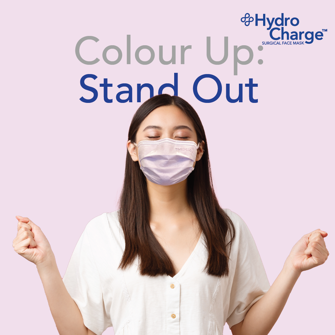 HydroCharge™ Slim Fit 4ply Surgical Face Mask (Duo Taro Lilac