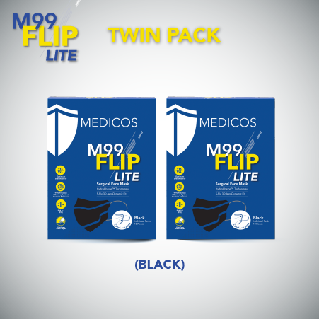 Twin Pack - M99 FLIP Lite Surgical Face Mask (Black)