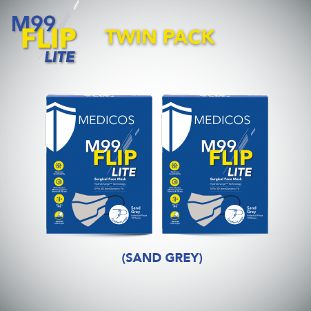 Twin Pack - M99 FLIP Lite Surgical Face Mask (Sand Grey)