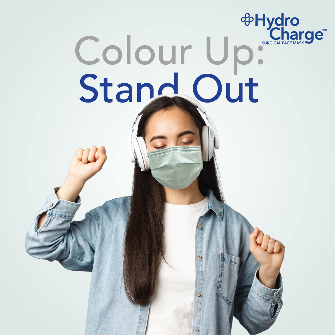 MEDICOS 4-ply HydroCharge™ Surgical Face Mask - Regular Fit