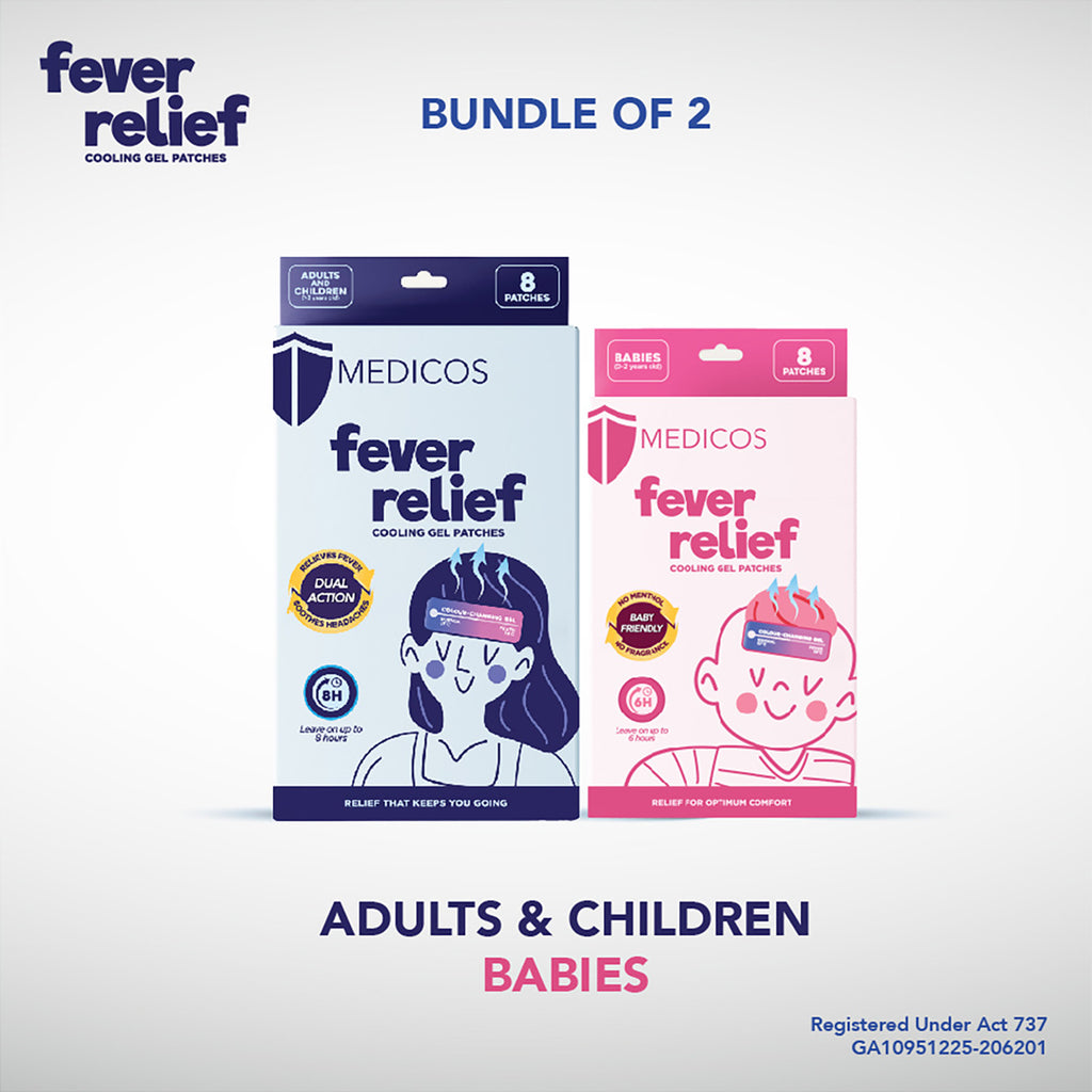 MEDICOS Fever Relief Patch - Adults & Children + Babies [2 Boxes, 8 pcs/box]