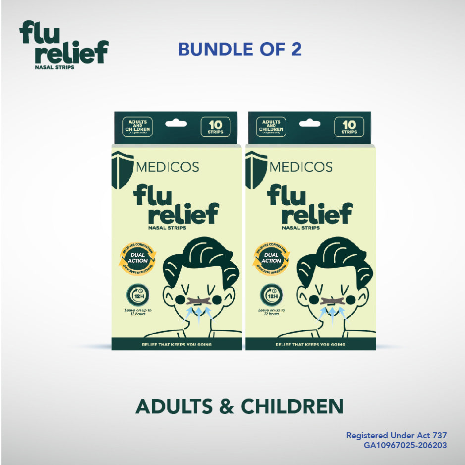 MEDICOS Flu Relief Nasal Strips [2 Boxes, 10 pcs/box]
