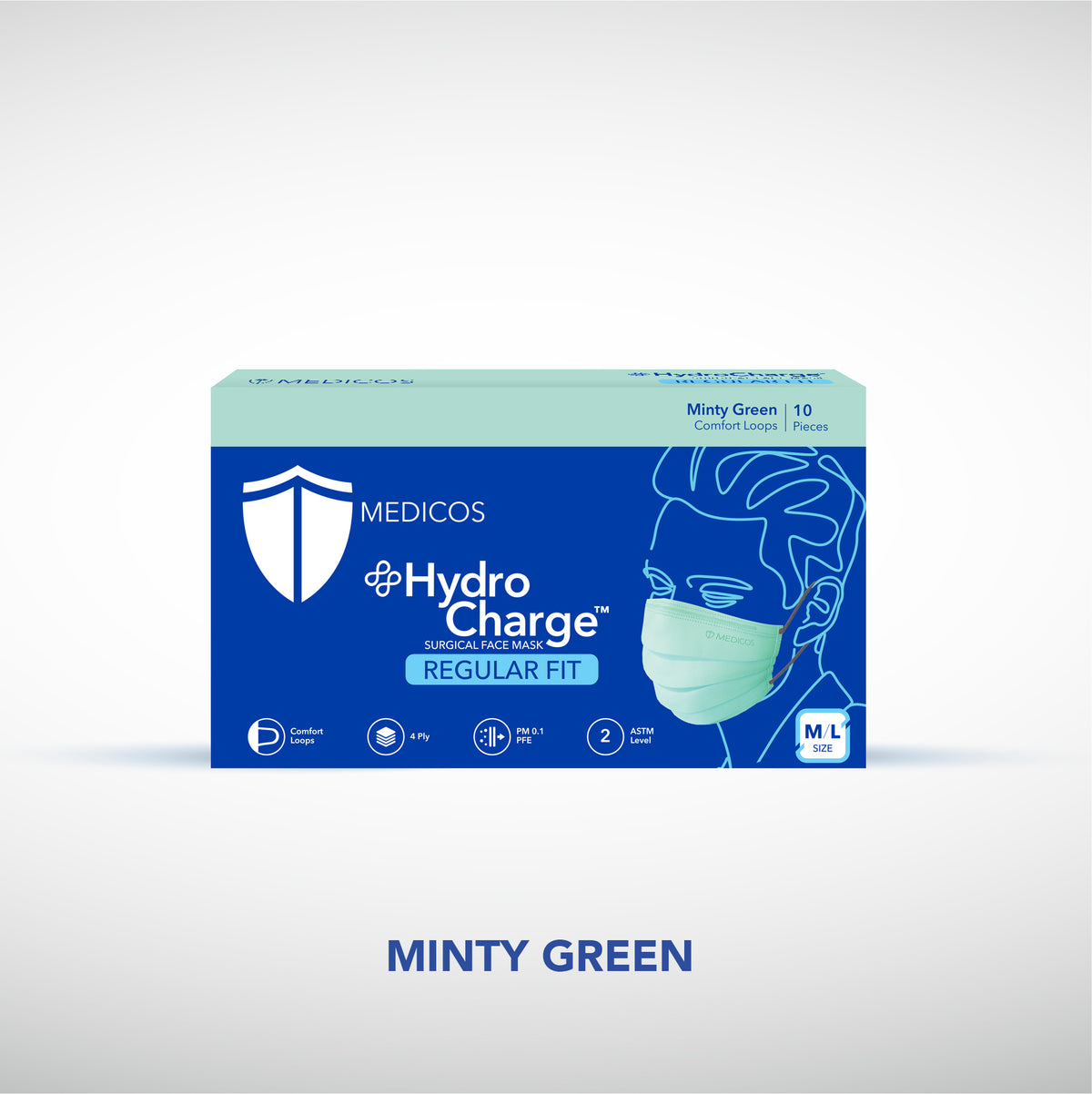 [Free Gift] MEDICOS 4-ply HydroCharge™ Surgical Face Mask - Regular/Slim Fit (Random) [10 pcs/box]