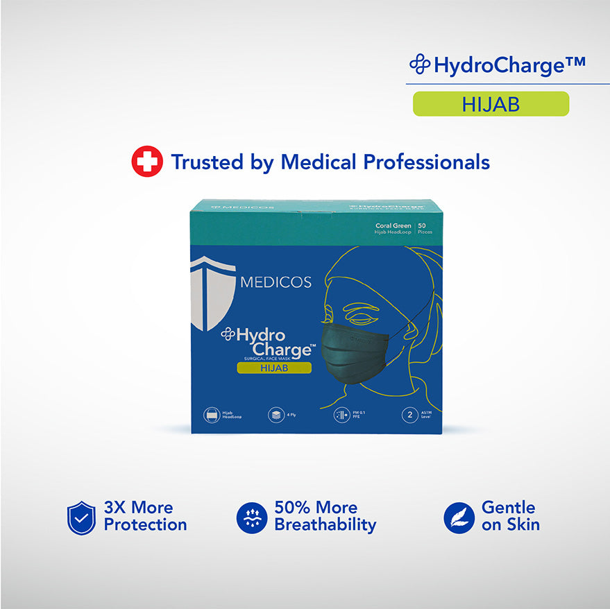 MEDICOS 4-ply HydroCharge™ Surgical Face Mask - Hijab