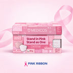 MEDICOS 4-ply HydroCharge ™ Surgical Face Mask - Regular Fit (Pink Ribbon) [20 pcs/box]