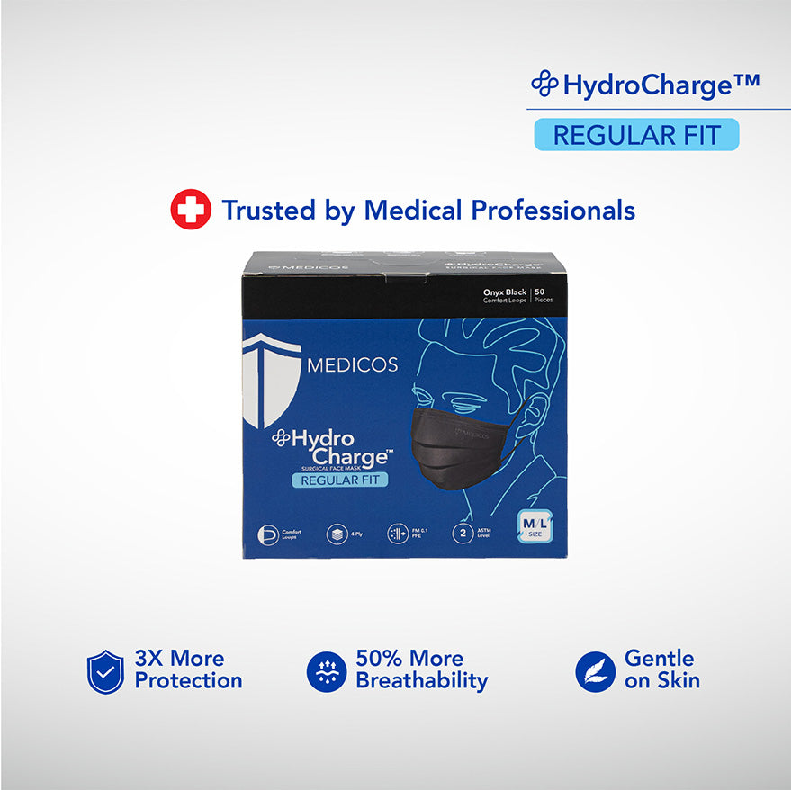 MEDICOS 4-ply HydroCharge™ Surgical Face Mask - Regular Fit