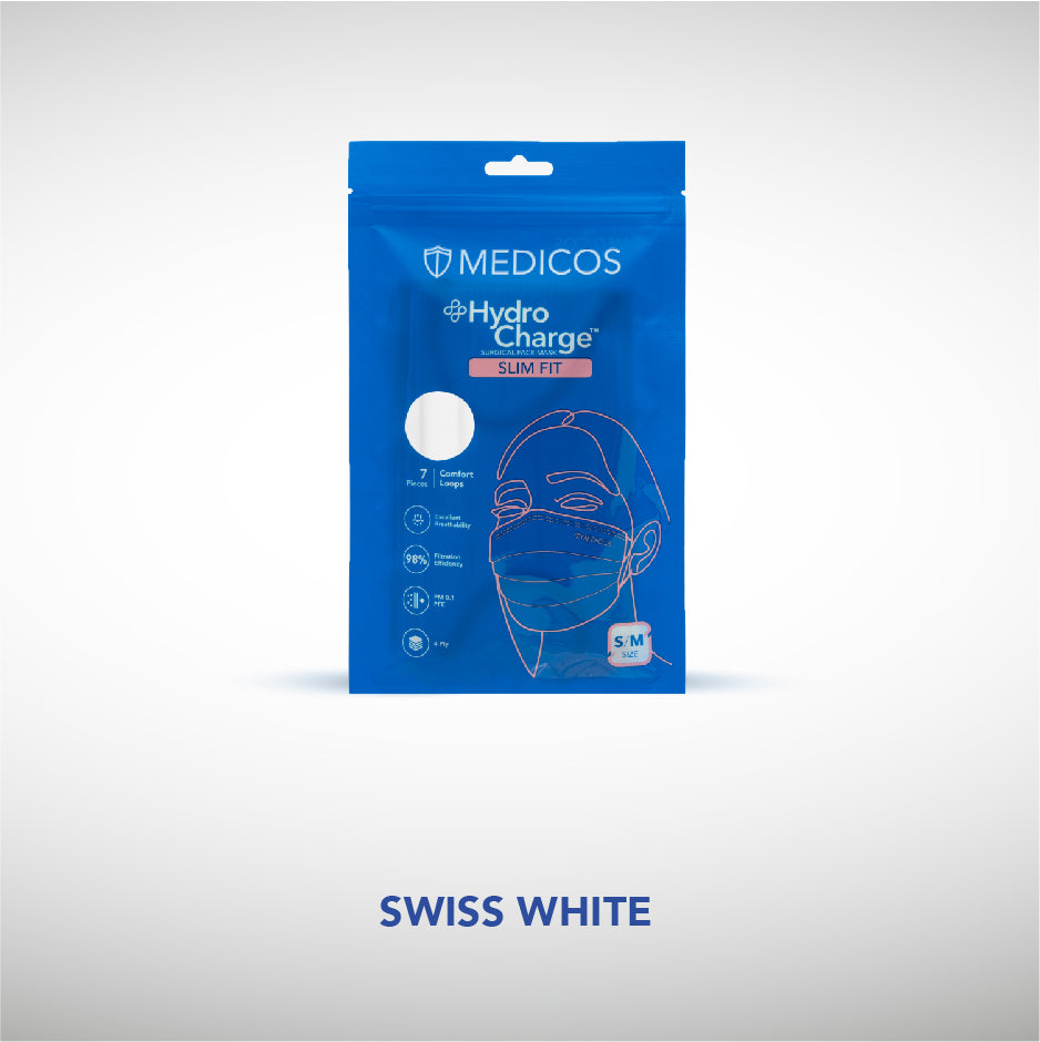 MEDICOS 4-ply HydroCharge™ Surgical Face Mask - Slim Fit