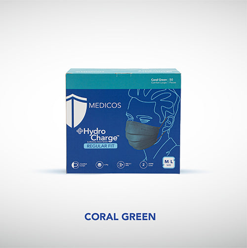 MEDICOS 4-ply HydroCharge™ Surgical Face Mask - Regular Fit
