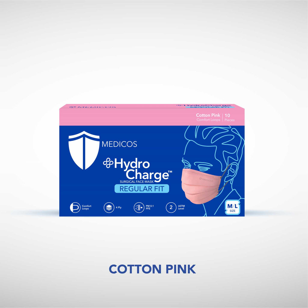 MEDICOS 4-ply HydroCharge™ Surgical Face Mask - Regular Fit [10 pcs/box]