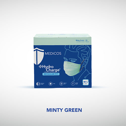 HydroCharge™ Regular Fit 4ply Surgical Face Mask (Minty Green)