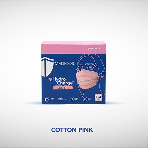 HydroCharge™ Slim Fit 4ply Surgical Face Mask (Cotton Pink)