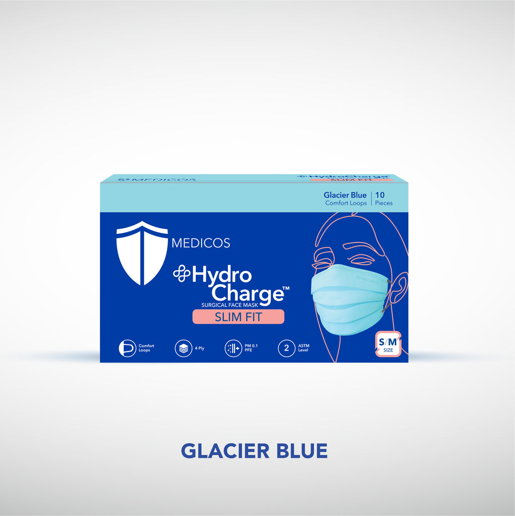 MEDICOS 4-ply HydroCharge™ Surgical Face Mask - Slim Fit [10pcs/box]